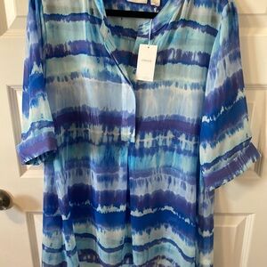 Chico's Tie-Dye Blue and White Blouse